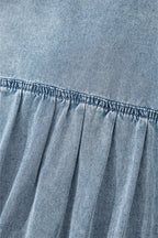 Clare Sleeveless Ruffled Chambray Dress