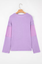 Sawyer Contrast Textured Patchwork Long Sleeve Top
