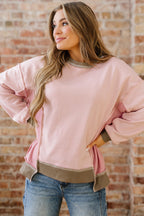 Lina Waffle Patchwork Oversize Sweatshirt