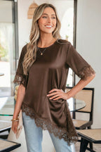 Saige Short Sleeve Satin Top