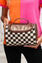Black Checkered Zipper Makeup Bag