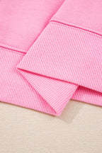 Pink Big Bow Lace Embroidered Dolman Sleeve Slit Plus Size Sweatshirt