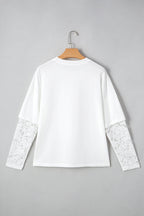 Hallie Lace Long Sleeve Insert Drop Shoulder Top