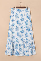 Salma Boho Floral High Waist Ruffle Split Maxi Skirt
