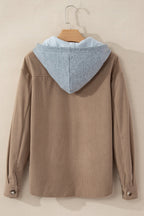 Isabella Hooded Drawstring Corduroy Shacket