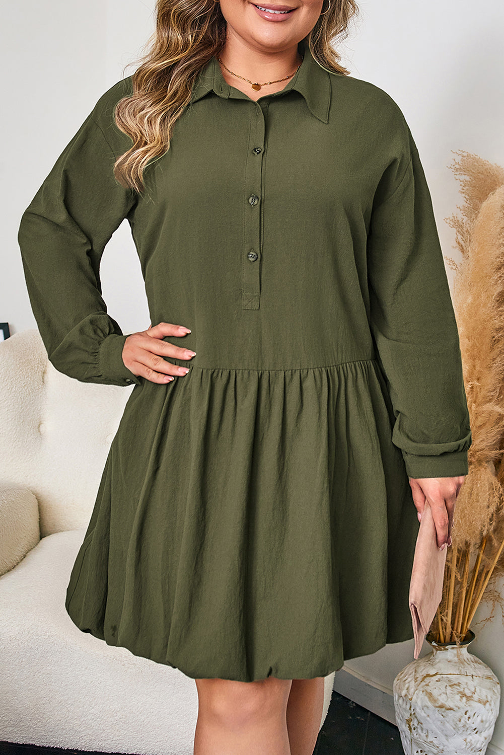 Catherine Ruffle Hem Mini PLUS Dress
