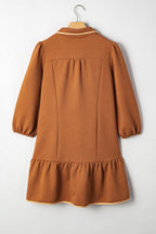 Danielle Zip Collar Textured Mini Dress