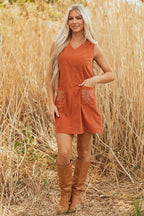 Molly Corduroy Western Embroidered Patched Pocket Mini Dress