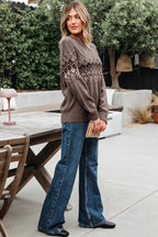 Alana Western Geometric Patterned Crew Neck Knitted Sweater