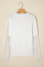 Samantha Lace Sleeve Two-piece Fuzzy Sweater