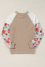 Bailey Patchwork Long Sleeve Ribbed Blouse