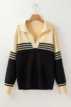 Isabella Colorblock Stripe Collared Sweater