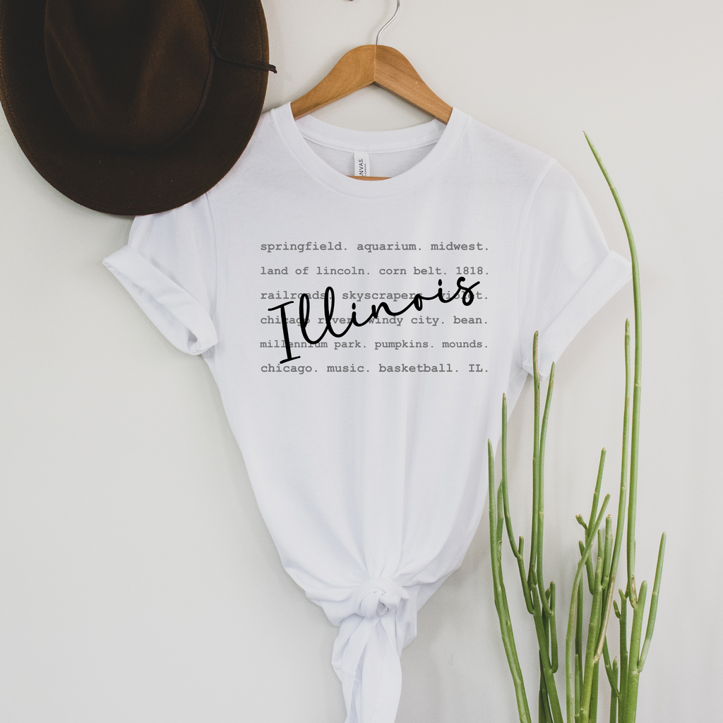 Wholesale Illinois Typography Graphic Tee - Ash Tee