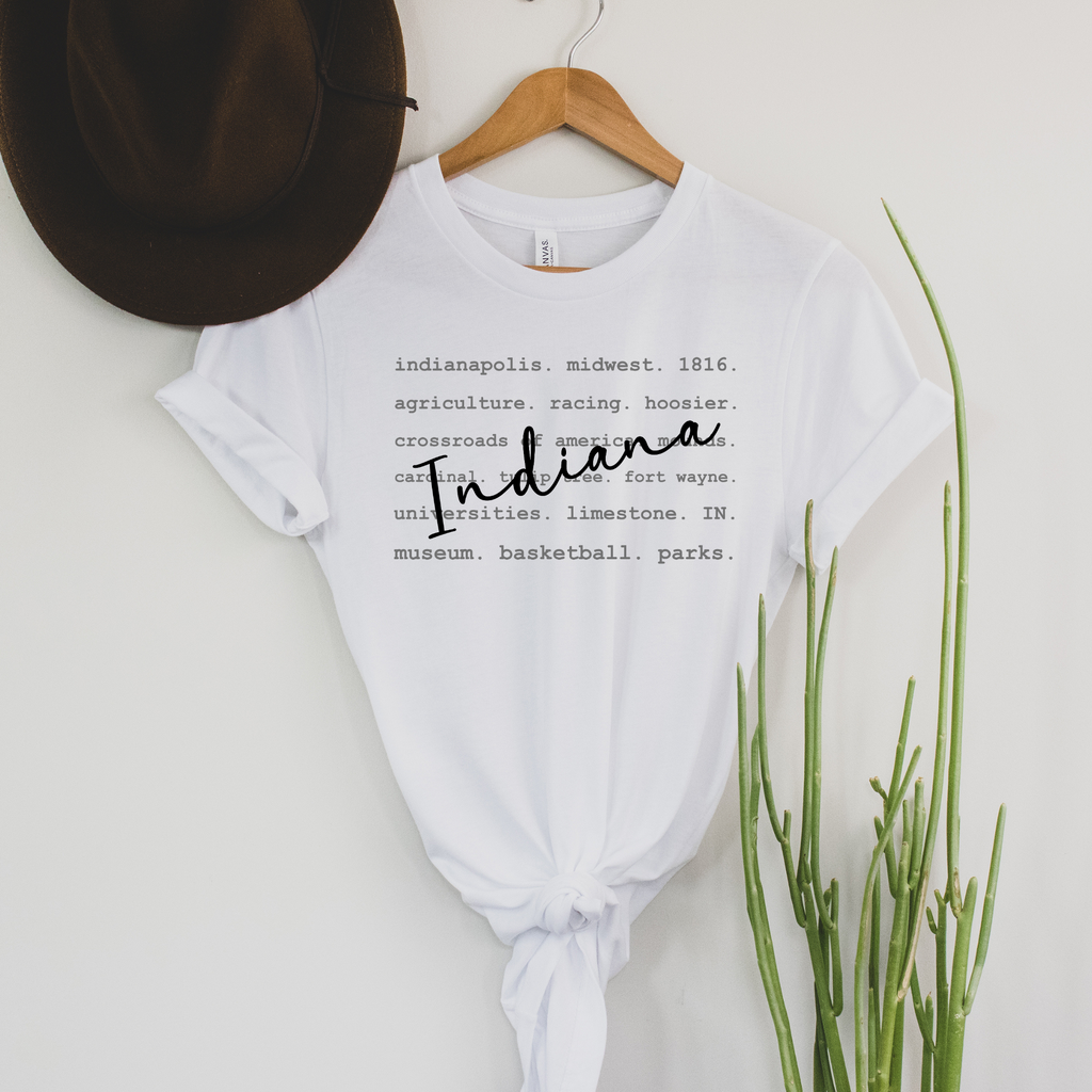 Wholesale Indiana Typography Graphic Tee - Ash Tee