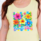 Wholesale Coastal Summer Vibes Graphic Tank Top - Butter
