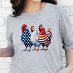 Wholesale Patriotic Chickens Graphic Tee - Grey Tee