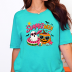 Wholesale Summerween Ghost Graphic Tee - Heather Sea Green