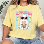 Wholesale Preppy Summerween Ghost Graphic Tee - Heather French Vanilla