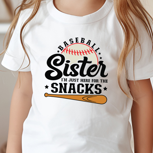 Wholesale Baseball Sister Youth Graphic Tee - White Tee