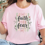 Wholesale Faith over Fear Stripes Graphic Tee - Soft Pink