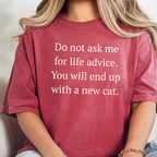 Wholesale Life Advice, New Cat Graphic Tee - Crimson