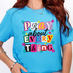 Wholesale Pray About Everything Graphic Tee - Heather Aqua Tee