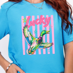 Wholesale Lucky Duck Graphic Tee - Heather Aqua