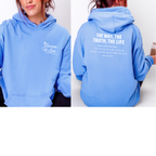 Wholesale Because He Lives Front/Back Hoodie Sweatshirt - Carolina Blue Hoodie