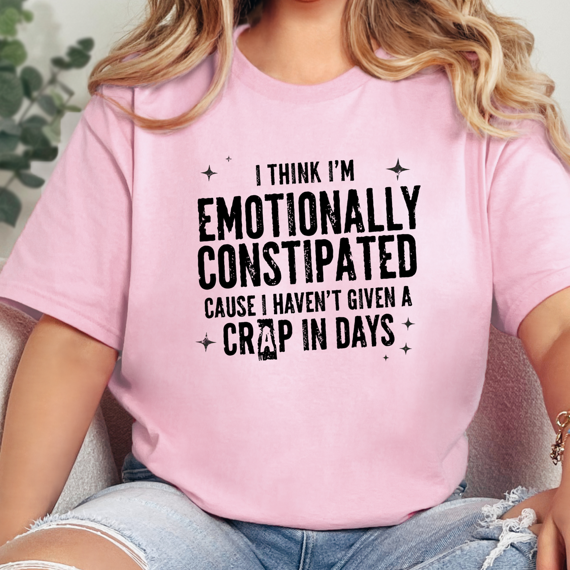 Wholesale Emotionally Constipated Graphic Tee - Pink