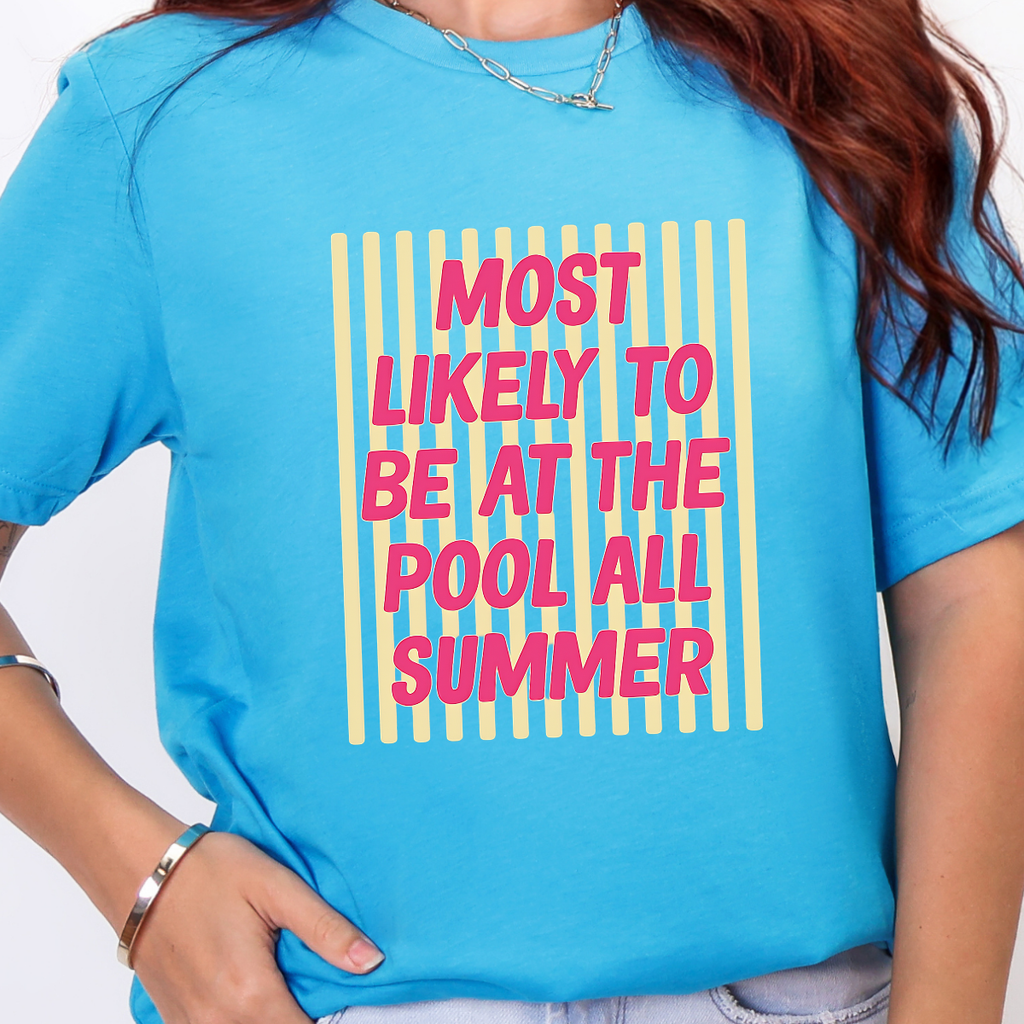 Wholesale Pool All Summer Graphic Tee - Heather Aqua Tee