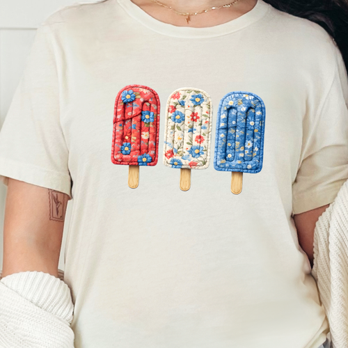 Wholesale 4th of July Popsicle Graphic Tee - Natural Tee