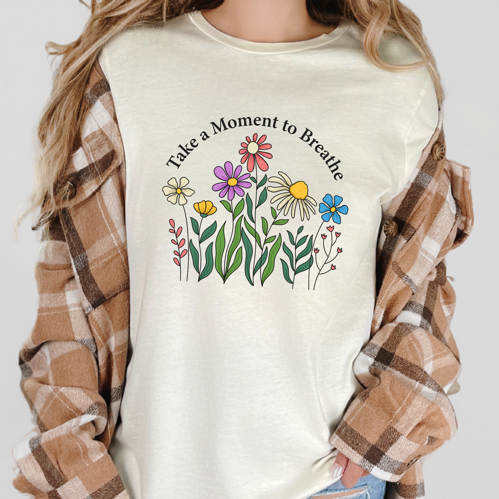 Wholesale Take A Moment To Breathe Graphic Tee - Natural Tee