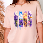 Wholesale Watercolor Summer Purple Graphic Tee - Peach
