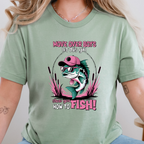 Wholesale Girl Show You How to Fish Graphic Tee - Sage Tee