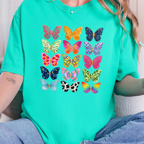 Wholesale Butterfly Grid Graphic Tee - CC Island Green Tee