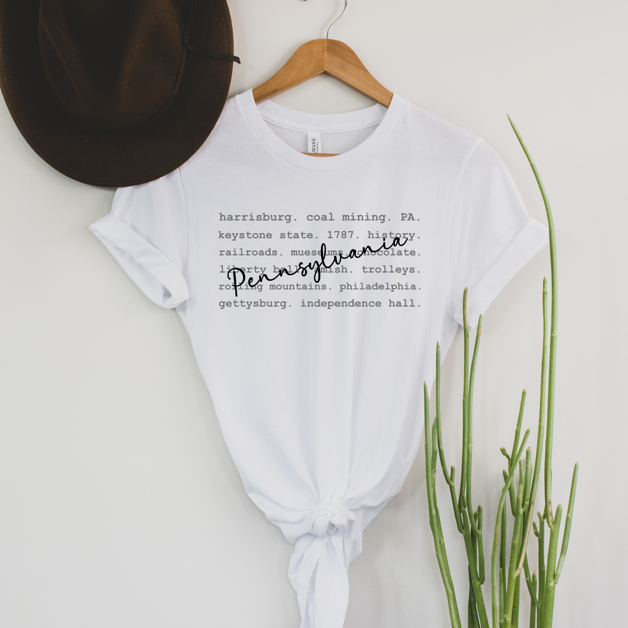 Wholesale Pennsylvania Typography Graphic Tee - Ash Tee
