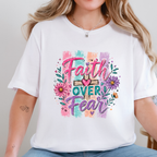Wholesale Faith Over Fear Purple Graphic Tee - White
