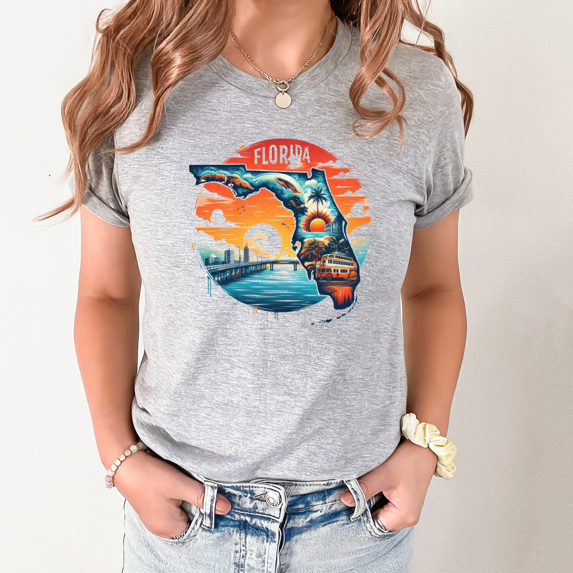 Wholesale Retro States Graphic Tee - Grey Tee