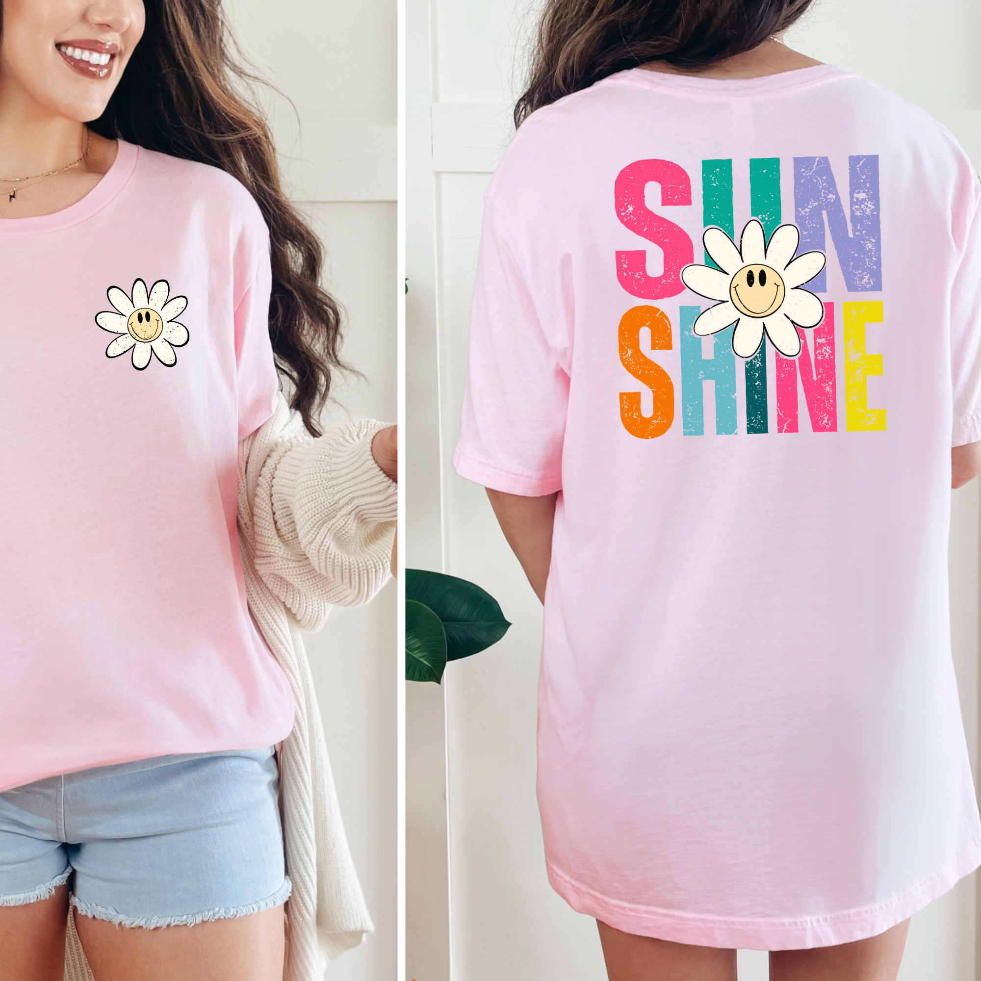 Wholesale Sunshine Daisy Graphic Tee - Pink