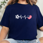 Wholesale Soccer Heartbeat USA Graphic Tee - Navy