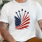 Wholesale Flag with Jets Graphic Tee - White Tee