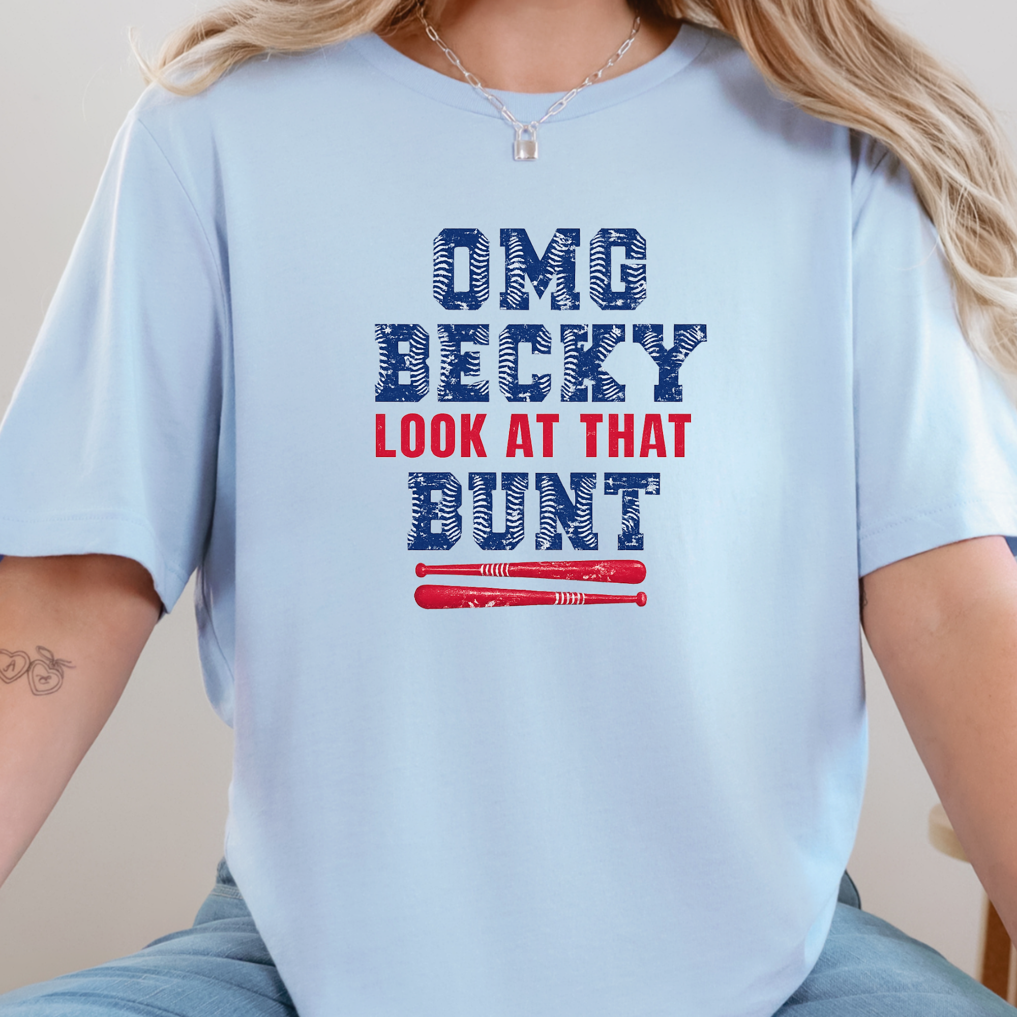 Wholesale OMG Becky Look At That Bunt Graphic Tee - Baby Blue Tee