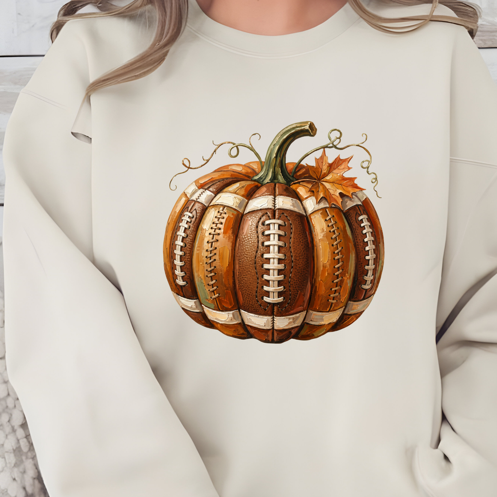 Wholesale Football Pumpkin Graphic Sweatshirt - Sand