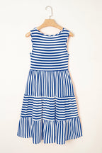 Ellie Stripe U Neck Sleeveless Loose Fit Mini Dress