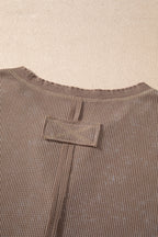 Zahra Waffle Knit Neckline Long Sleeve Top