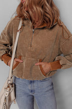 Abigail Kangaroo Drawstring Corduroy Hoodie