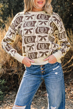 Sofia Western Fashion Print Sweater