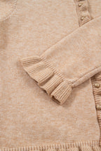 Yamileth Oatmeal Ruffle Trim Sweater