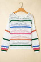 Cheyenne Striped Pointelle Knit Sweater