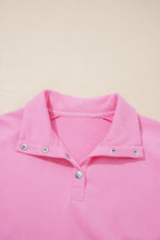 Evangeline Embroidered Flower Buttons Pullover Sweatshirt